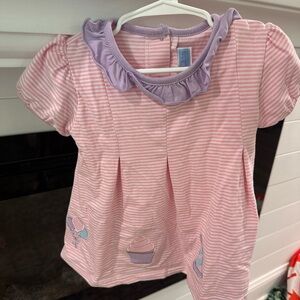 Birthday Dress Pink Striped with Purple Collar